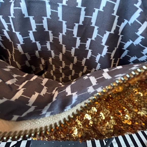 Halston Heritage sequined gold fold over clutch - Picture 5 of 7